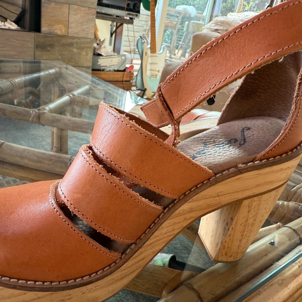 FREE PEOPLE Mix It Up Platform Clog Leather Wood US 7 - Picture 4 of 5